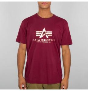 Alpha Basic T-Shirt Foil Print - Burgundy / Gold