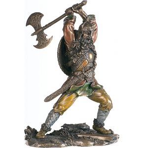 Wikinger Figur mit Helm und Axt - bronze-coloriert - 16 x 14 x 22 cm - Nr. MA4814